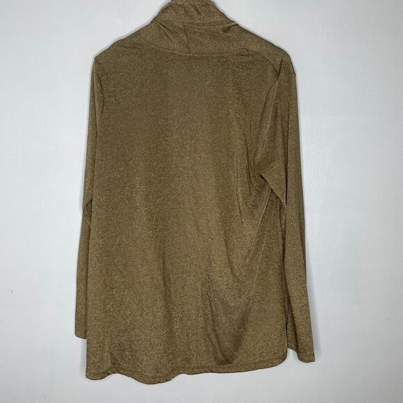 Ralph Lauren XL Gold Metallic Cardigan Drape Front Lightweight Glam Sweater - Picture 5 of 6